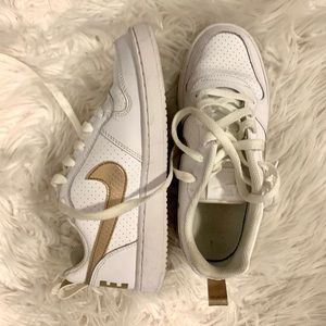 White & Gold Nike Shoes